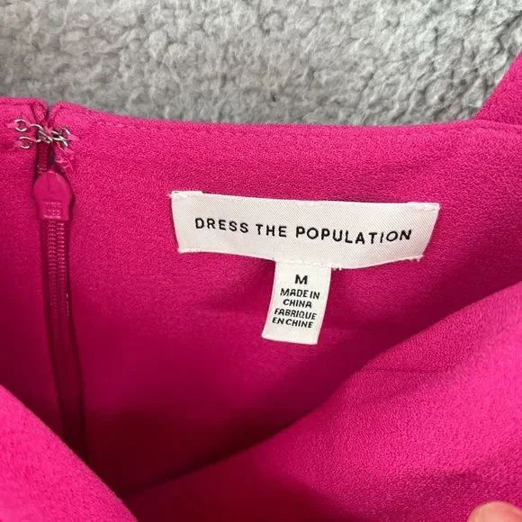 DRESS THE POPULATION Nicole Hot Pink Midi Sweetheart Dress Barbiecore NWT - Picture 10 of 12